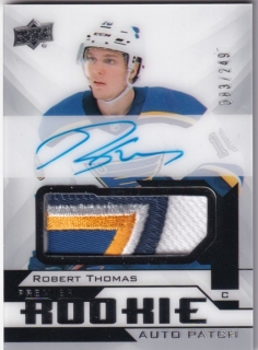 Hokejová karta Robert Thomas UD Premier 2018-19 Rookie Auto Patch /249