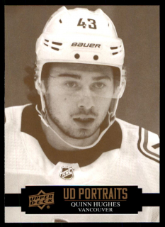 Hokejová karta Quinn Hughes UD S1 2021-22 UD Portraits č. P-1