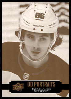 Hokejová karta Jack Hughes UD S1 2021-22 UD Portraits č. P-8