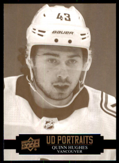 Hokejová karta Quinn Hughes UD S1 2021-22 UD Portraits č. P-1