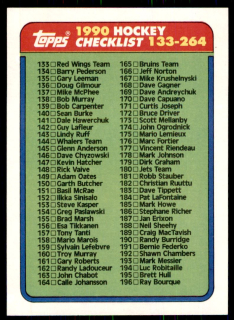 Hokejová karta Checklist 133-264 Topps 1990-91 řadová č. 264