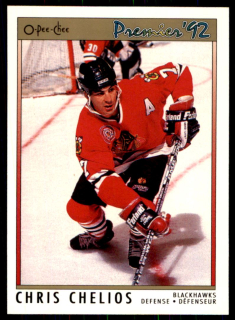 Hokejová karta Chris Chelios OPC Premier 1991-92 řadová č. 17