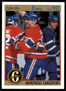 Hokejová karta John LeClair OPC Premier 1991-92 řadová ORIG6 č. 186