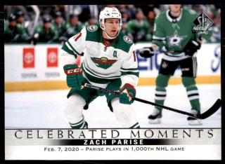 Hokejová karta Zach Parise UD SP Authentic 2020-21 Celebrated Moments č. 105