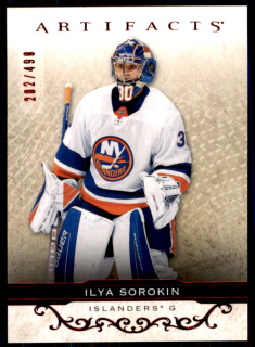 Hokejová karta Ilya Sorokin UD Artifacts 2021-22 Ruby /499 č. 34