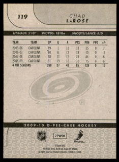 Hokejová karta Chad LaRose OPC 2009-10 řadová č.119