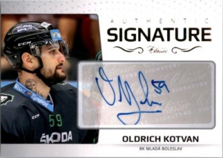 Hokejová karta Oldřich Kotvan OFS 2018-19 Série 1 Authentic Signature Platinum 
