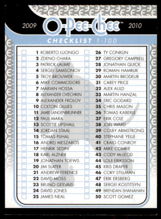 Hokejová karta Checklist 1-100 OPC 2009-10 řadová č.496
