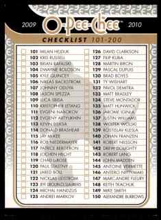 Hokejová karta Checklist 101-200 OPC 2009-10 řadová č.497