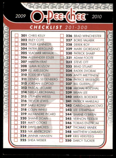 Hokejová karta Checklist 201-300 OPC 2009-10 řadová č.498