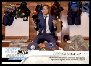 Hokejová karta Connor McDavid Upper Deck 2019-20 Game Date Moments č. 19