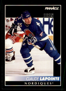 Hokejová karta Claude Lapointe Pinnacle 1992-93 řadová č.141