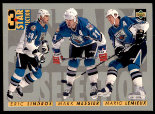 Hokejová karta Lindros/Messier/Lemieux UD Coll. Choice 96-97 3 Star S. č. 335