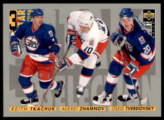 Hokejová karta Tckachuk / Zhamnov / Tver. UD Coll. Choice 96-97 3 Star S. č. 327