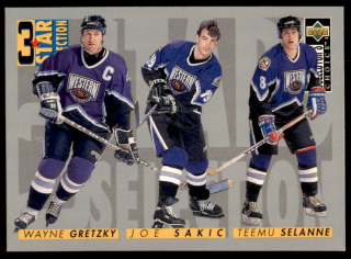 Hokejová karta Gretzky / Sakic / Selanne UD Coll. Choice 96-97 3 Star S. č. 336