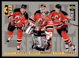 Hokejová karta Stevens / Brodeur / Thomas UD Coll. Choice 96-97 3 Star S. č. 322