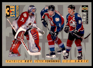 Hokejová karta Roy / Forsberg / Sakic UD Coll. Choice 96-97 3 Star S. č. 314