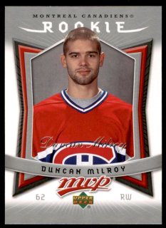 Hokejová karta Duncan Milroy UD MVP 2007-08 Rookie č. 312