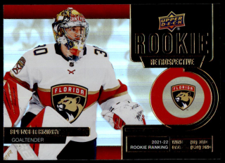 Hokejová karta Spencer Knight UD S1 2022-23 Rookie Retrospective GOLD č. RR-6