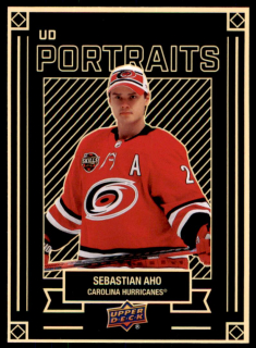 Hokejová karta Sebastian Aho UD S1 2022-23 UD Portraits č. P-28