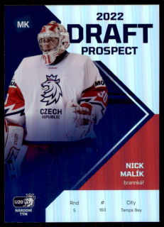 Hokejová karta Nick Malík Moje kartičky 2022 Draft Prospect č. DP-8