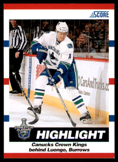 Hokejová karta Alexandre Burrows Panini Score 2010-11 Season Highlight č. 492