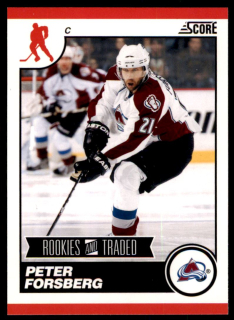 Hokejová karta Peter Forsberg Panini Score 2010-11Rookie and Traded řadová č.577