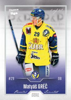 Hokejová karta Matyáš Gréč Goal S1 2022-23 Silver 1 of 60 č. 90