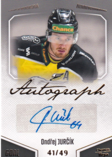 Hokejová karta Ondřej Jurčík Goal S1 2022-23 Autograph 41/49 č. A-15