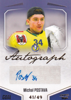 Hokejová karta Michal Postava Goal S1 2022-23 Autograph 41/49 č. A-37
