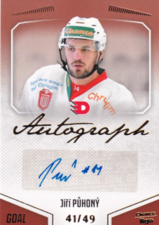 Hokejová karta Jiří Půhoný Goal S1 2022-23 Autograph 41/49 č. A-66