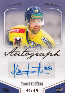 Hokejová karta Tomáš Kudělka Goal S1 2022-23 Autograph 41/49 č. A-38