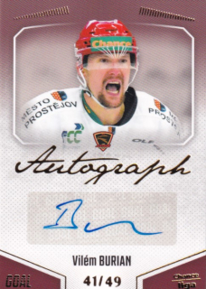 Hokejová karta Vilém Burian Goal S1 2022-23 Autograph 41/49 č. A-22