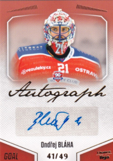 Hokejová karta Ondřej Bláha Goal S1 2022-23 Autograph 41/49 č. A-67