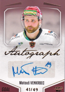 Hokejová karta Matouš Venkrbec Goal S1 2022-23 Autograph 41/49 č. A-23