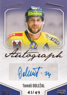 Hokejová karta Tomáš Doležal Goal S1 2022-23 Autograph 41/49 č. A-41