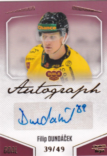 Hokejová karta Filip Dundáček Goal S1 2022-23 Autograph 39/49 č. A-3
