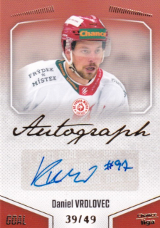 Hokejová karta Daniel Vrdlovec Goal S1 2022-23 Autograph 39/49 č. A-60