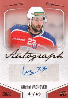 Hokejová karta Michal Vachovec Goal S1 2022-23 Autograph 41/49 č. A-72