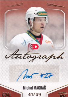 Hokejová karta Michal Machač Goal S1 2022-23 Autograph 41/49 č. A-65