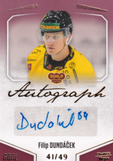 Hokejová karta Filip Dundáček Goal S1 2022-23 Autograph 41/49 č. A-3