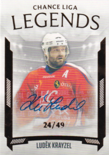 Hokejová karta Luděk Krayzel Goal S1 2022-23 Legends Auto 24/49 č. LL-16