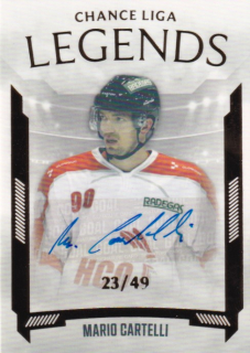 Hokejová karta Mario Cartelli Goal S1 2022-23 Legends Auto 23/49 č. LL-4