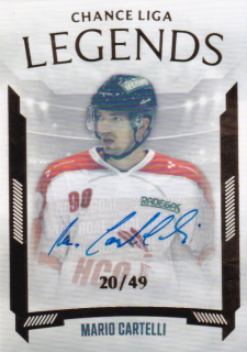 Hokejová karta Mario Cartelli Goal S1 2022-23 Legends Auto 20/49 č. LL-4