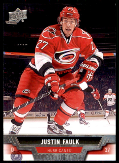 Hokejová karta Justin Faulk UD Series 1 2013-14 řadová č.55