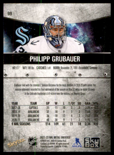 Hokejová karta Philipp Grubauer Metal Universe 2021-22 řadová č.99