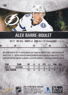 Hokejová karta Alex Barre-Boulet Metal Universe 2021-22 Rookie č. 196