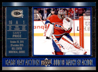 Hokejová karta Carey Price UD Tim Hortons 2016-17 Game Day Action č. GDA-8