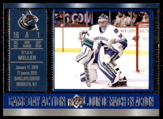 Hokejová karta Ryan Miller UD Tim Hortons 2016-17 Game Day Action č. GDA-13