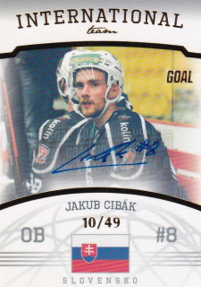 Hokejová karta Jakub Cibák Goal S2 2022-23 International Team Auto
